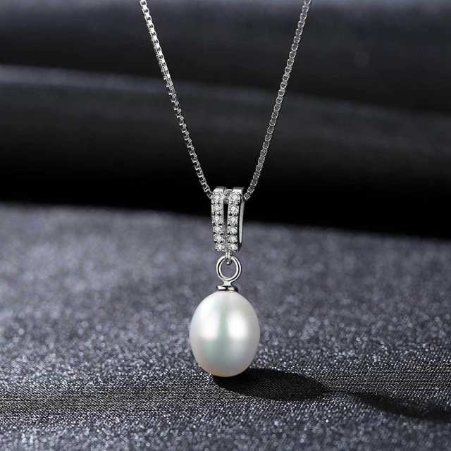 Sterling silver AAA cubic zircon real pearl necklace