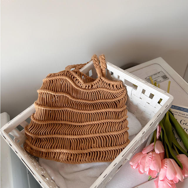 Vintage hollow design cotton thread handbag