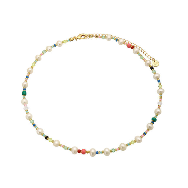 Colorful seed bead water pearl bead necklace bracelet