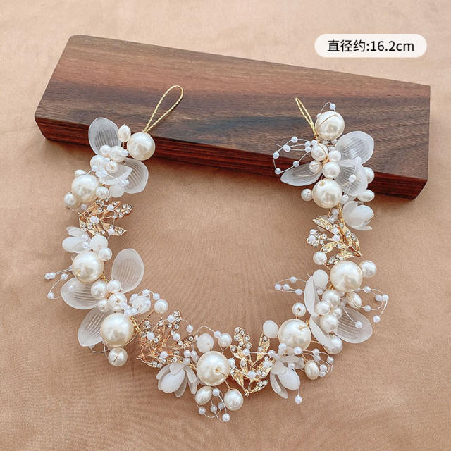 Spring design natural flower pearl bead headband