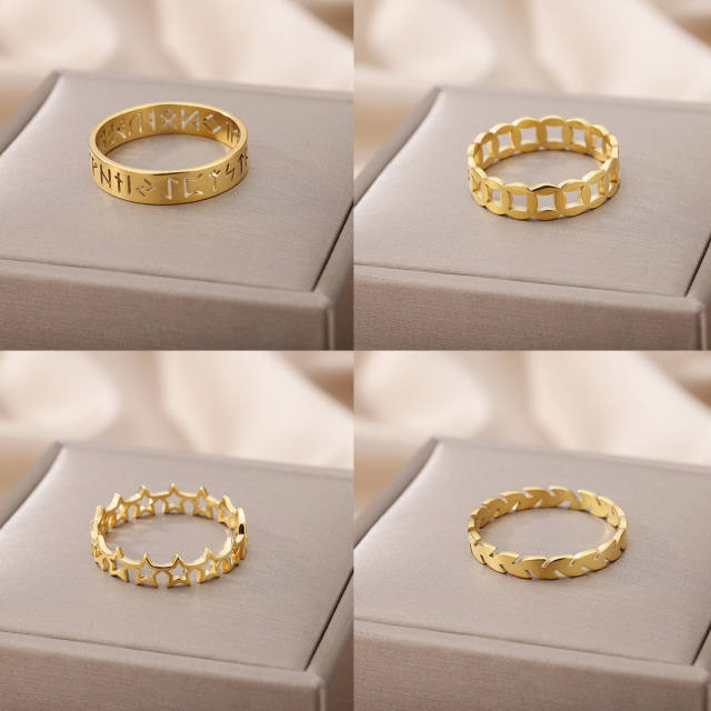 18K gold plated stainless steel ring band