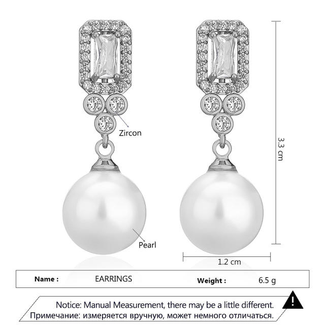 Chic design water pearl drop cubic zircon dangle earrings