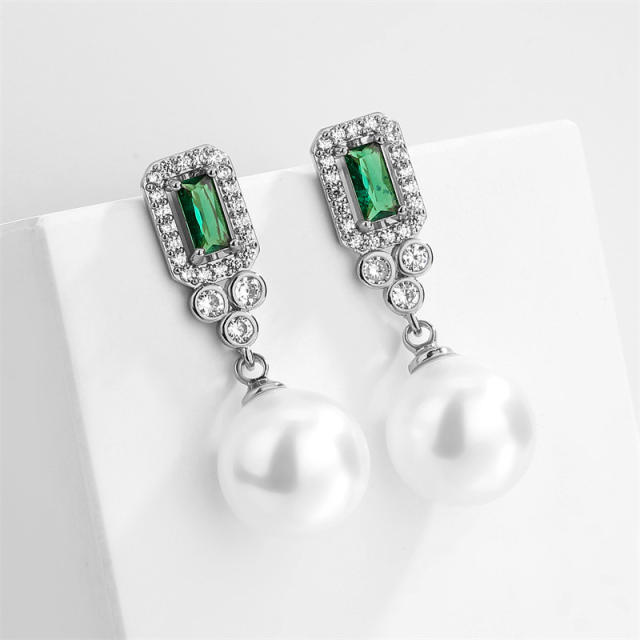 Chic design water pearl drop cubic zircon dangle earrings