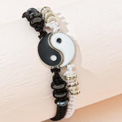 Hot sale enamel taichi matching couple bracelet