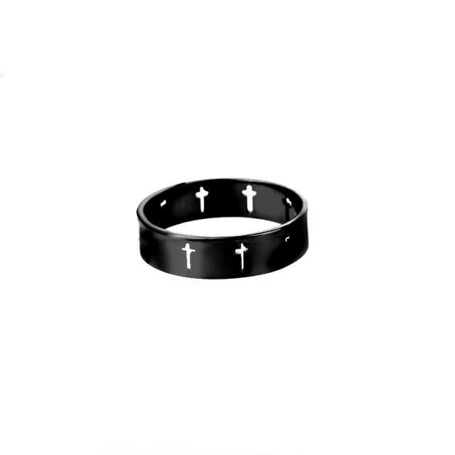 Hollow cross stainless steel ring band