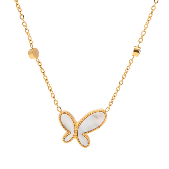 18K plated stainless steel dainty butterfly necklace