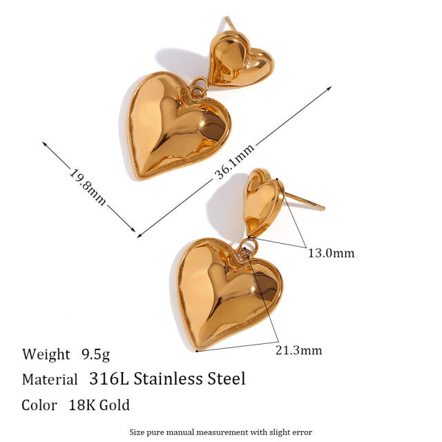 Classic heart stainless steel earrings
