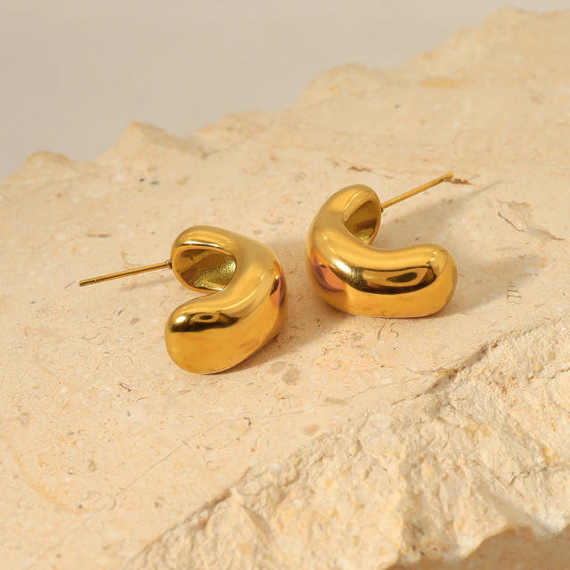 18K gold plated chunky stainless steel earrings