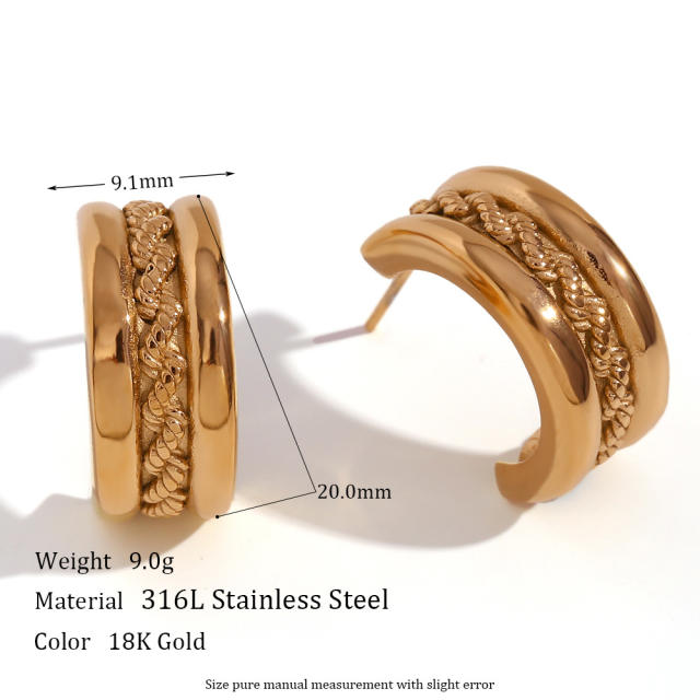 18K plated stainless steel hoop earrings
