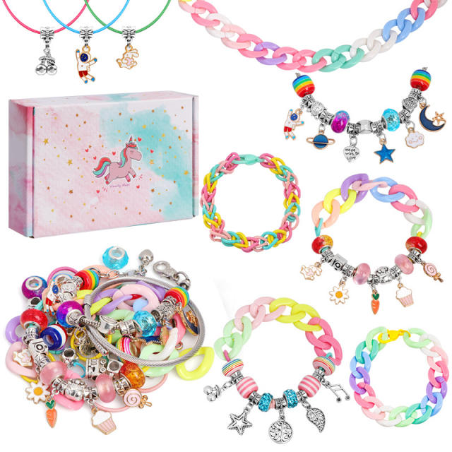 Summer design candy color diy bead bracelet set for kids