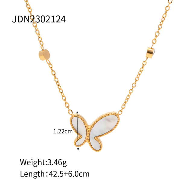 18K plated stainless steel dainty butterfly necklace