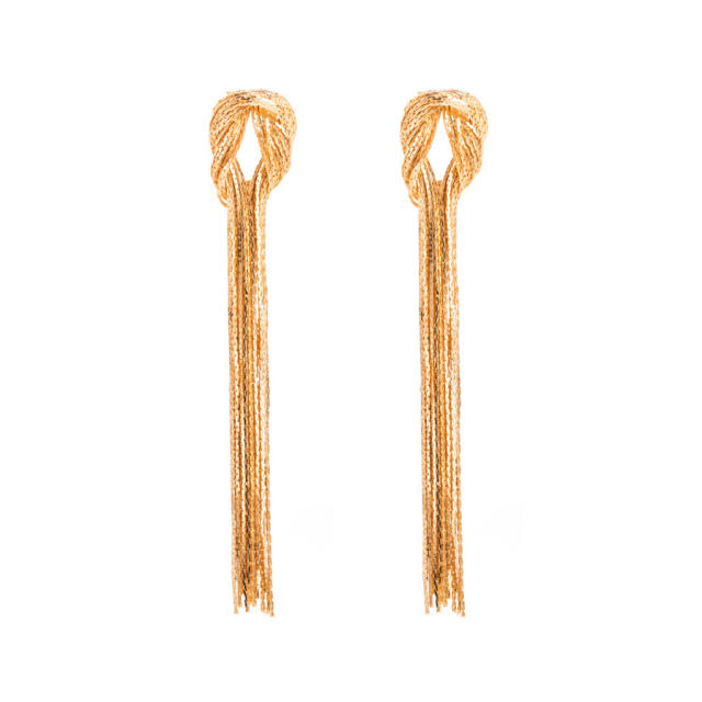 Elegant chain tassel long earrings