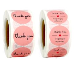 Pink color thank you stickers 500pcs