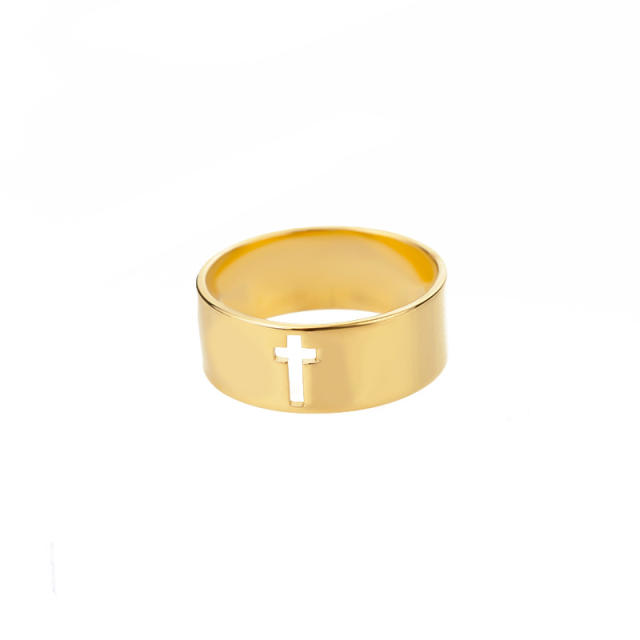 Hollow cross stainless steel ring band