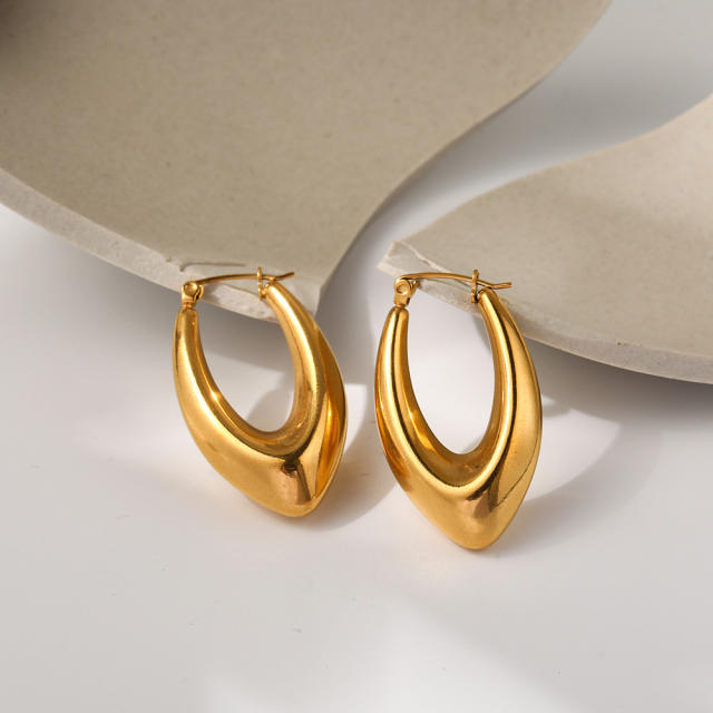 18K gold plated chunky stainless steel earrings