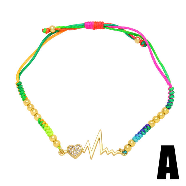 Summer design colorful string cubic zircon bracelet