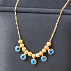 Boho blue eye evil eye bead stainless steel necklace