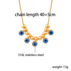 Boho blue eye evil eye bead stainless steel necklace