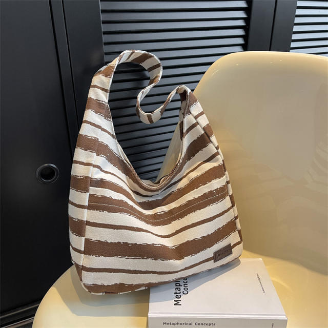 Popular canvas striped canvas tote bag