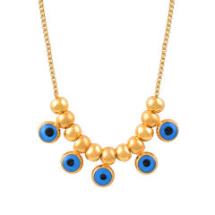 Boho blue eye evil eye bead stainless steel necklace