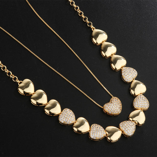 Vintage heart design gold plated copper choker necklace