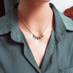 Boho blue eye evil eye bead stainless steel necklace
