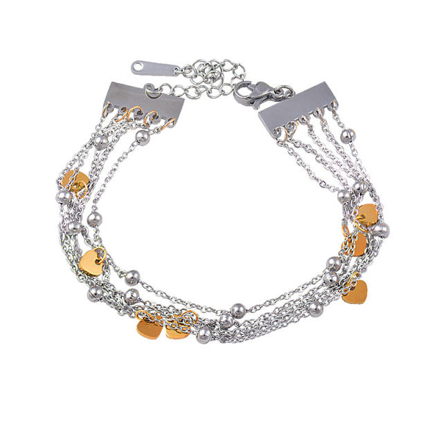 Hot sale 5 layer star charm stainless steel bracelet