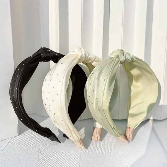 Korean fashion plain color rhinestone stain knotted headband