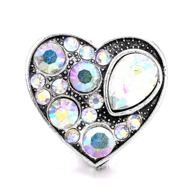 18mm color rhinestone heart shape snap jewelry