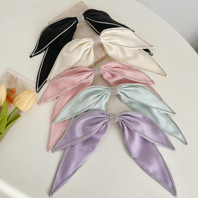 Super elegant satin bow french barrette hair clips