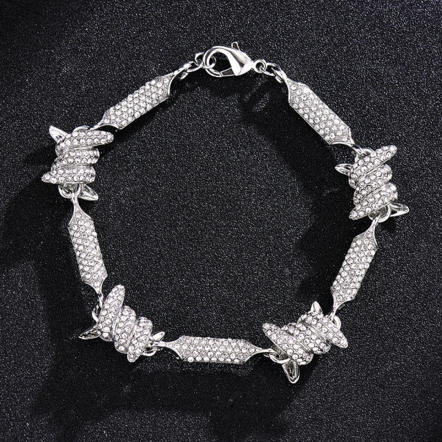 Hiphop full rhinestone choker necklace for men