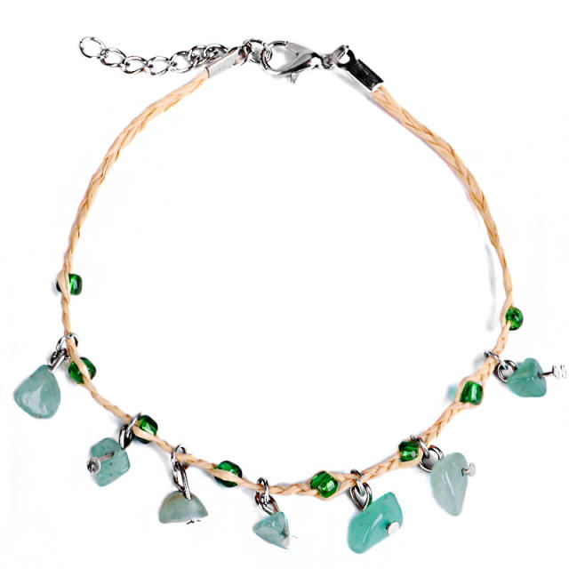 Boho colorful crystal bead bell anklet