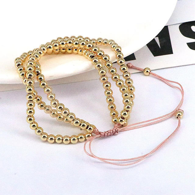 Creative gold plated copper bead layer bracelet