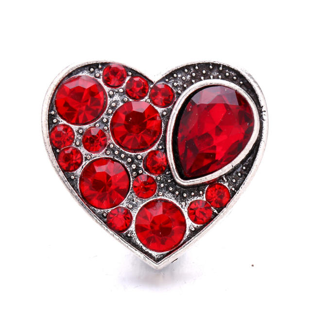 18mm color rhinestone heart shape snap jewelry