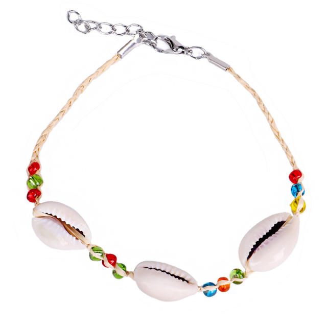 Boho colorful crystal bead bell anklet