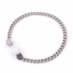 Hiphop stainless steel chain buckle necklace