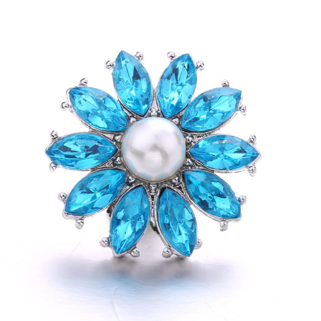 18mm colorful rhinestone sunflower daisy snap jewelry