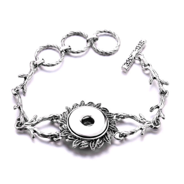 18mm vintage silver color alloy snap jewelry bracelet