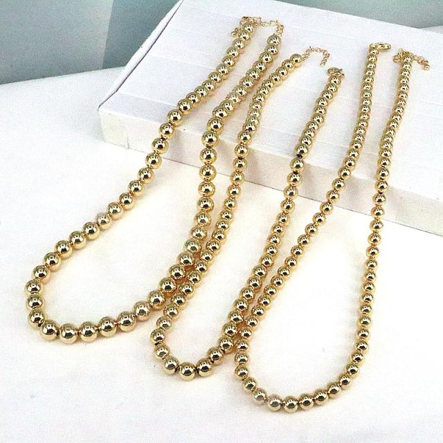 Personality gold plated copper bead necklace