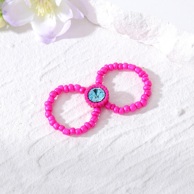 Boho colorful seed bead diy elastic rings