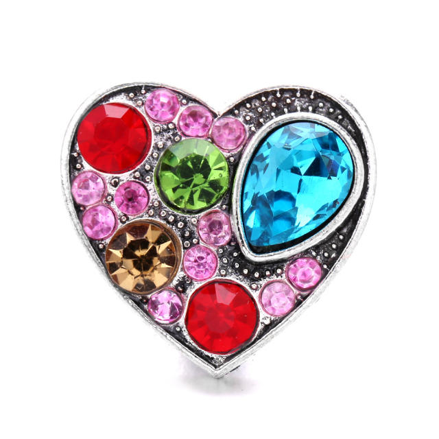 18mm color rhinestone heart shape snap jewelry