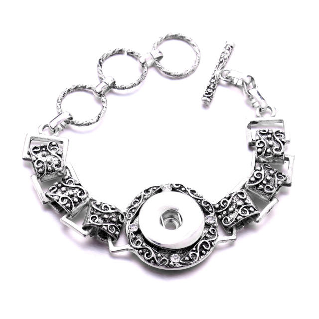 18mm vintage silver color alloy snap jewelry bracelet