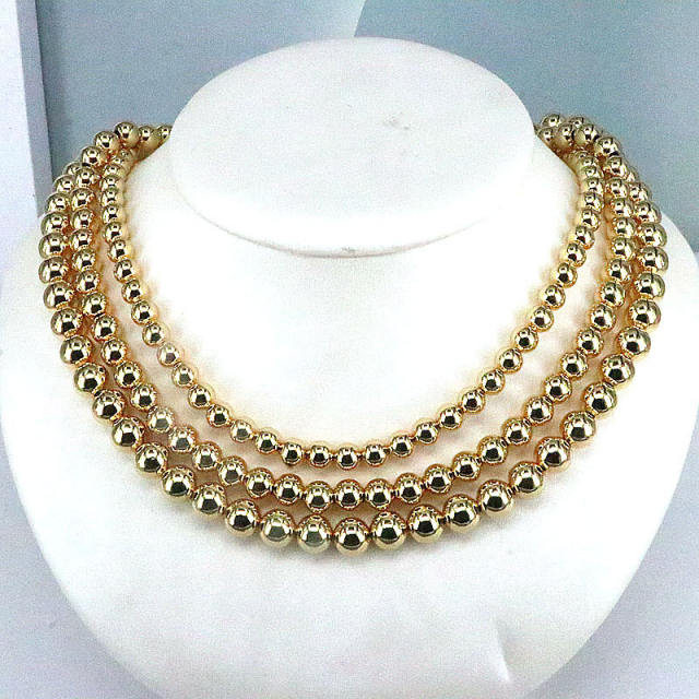 Personality gold plated copper bead necklace