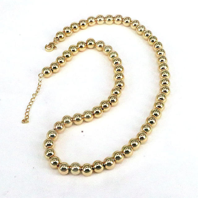 Personality gold plated copper bead necklace