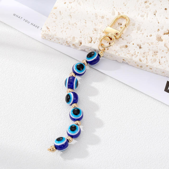 Boho evil eye bead keychain