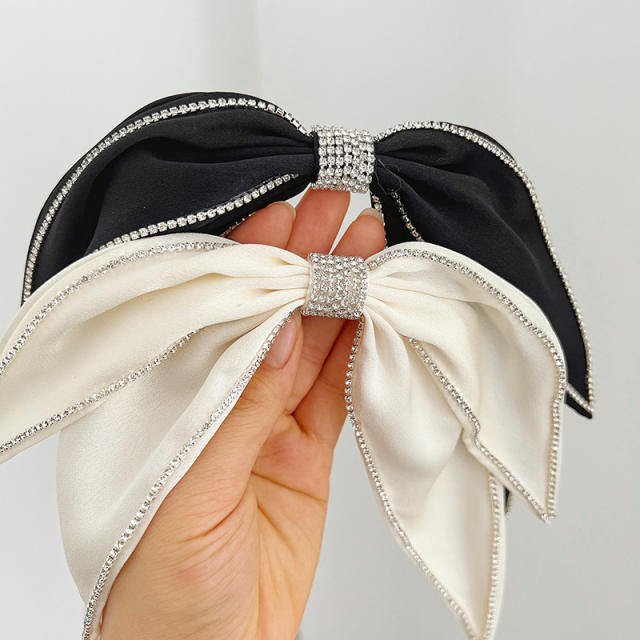 Super elegant satin bow french barrette hair clips