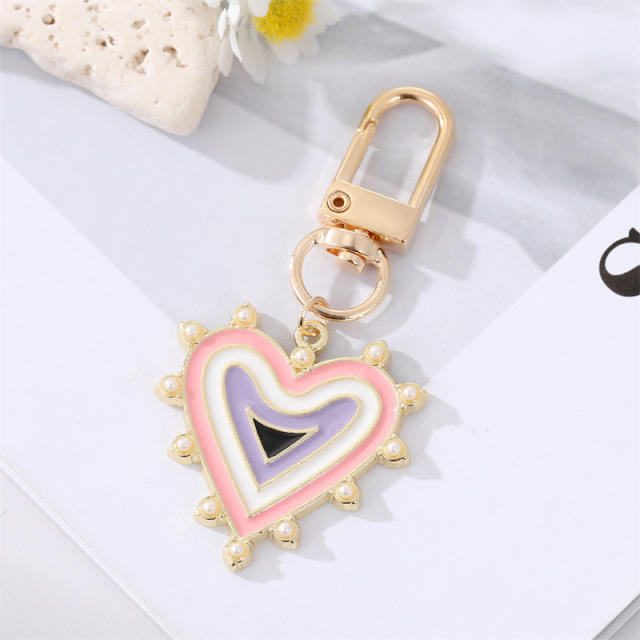 Hot sale color enamel heart evil eye keychain