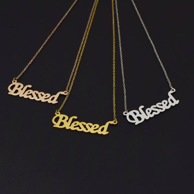 Blessed stainless steel letter necklace