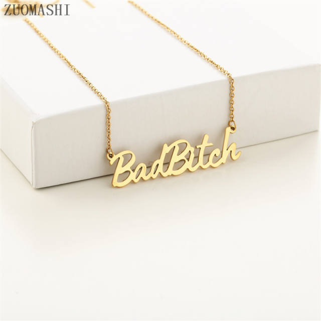 Creative badbitch letter stainless steel necklace