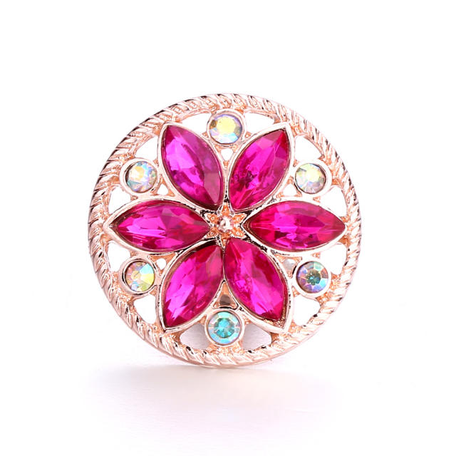 18mm round shape colorful flower snap jewelry